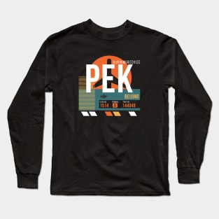 Beijing (PEK) Airport Code Baggage Tag Long Sleeve T-Shirt